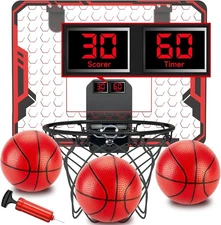 Basketball Hoop Indoor for Kids(4-12 Years Old), Over The Door Basketball Hoop w