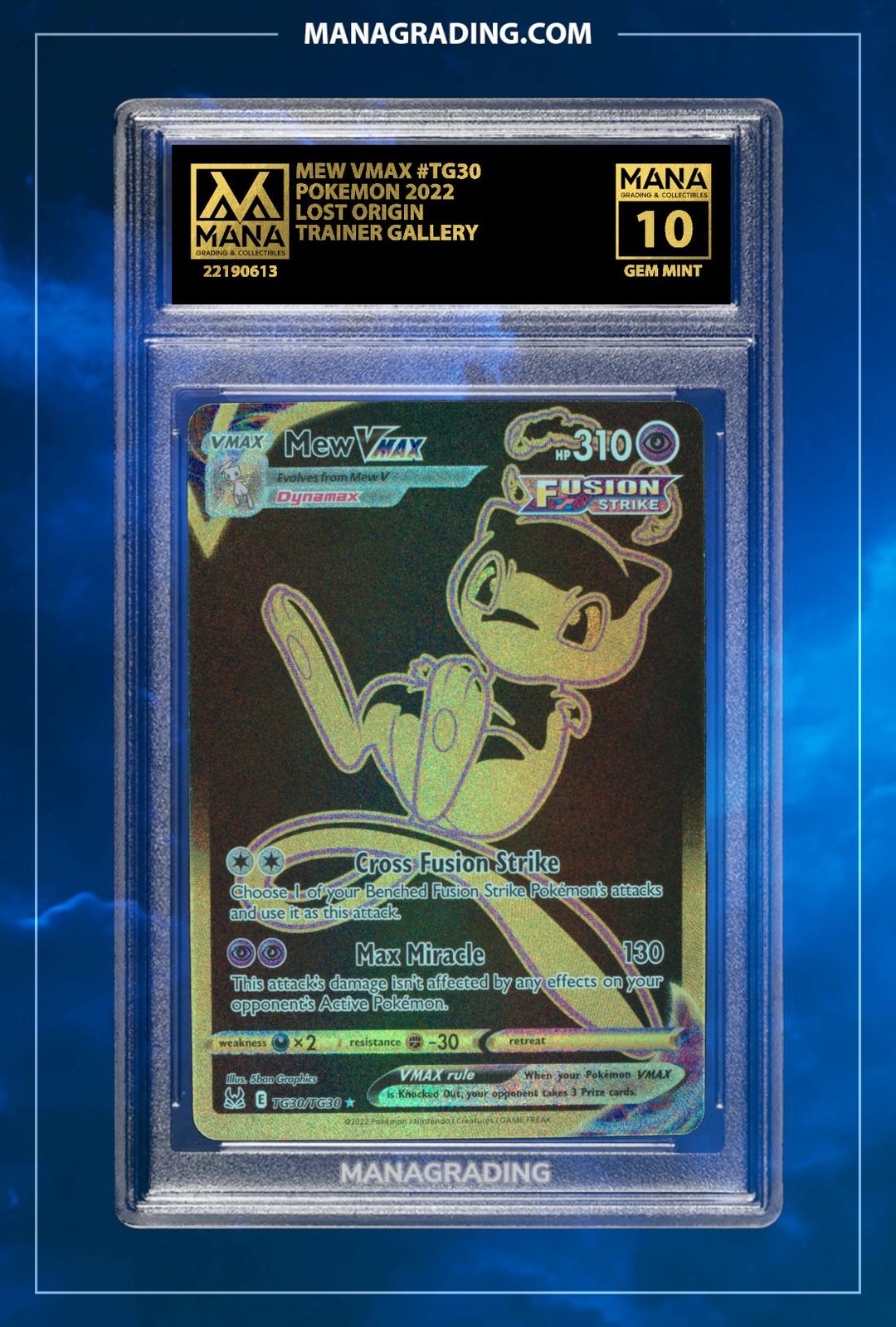 MANA 10 MEW VMAX LOST ORIGIN GEM MINT  - PSA STACKABLE - GRADE 10