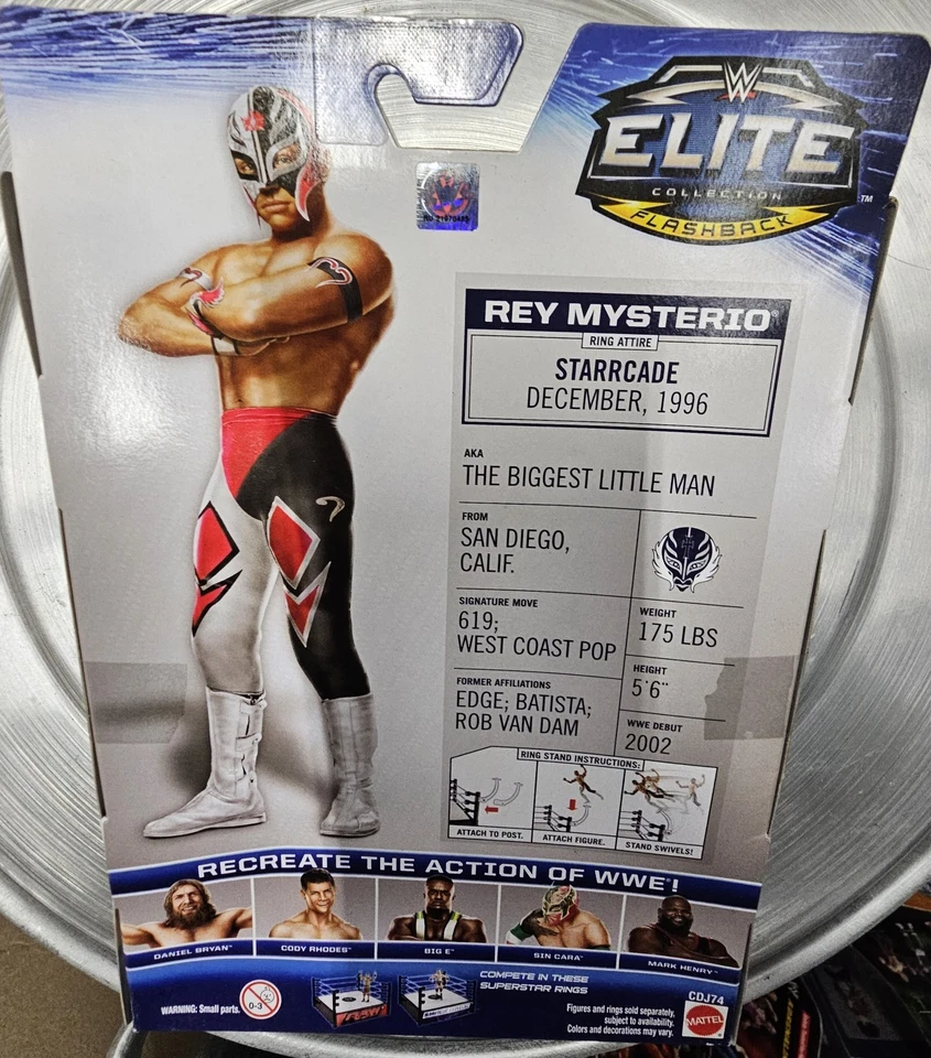 WWE 美泰 Elite Flashback 2014 系列 32 Rey Mysterio 带巡洋重量级冠军 全新带盒 — 第 2/2 张图片