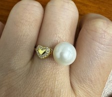 9mm AAA Cultured round white Pearl freshwater 925 Sterling Silver Ring NIB