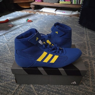 Adidas HVC 2 Adult Wrestling Shoes Mens 12.5 Blue Yellow FV2473 New NIB
