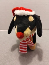 Giftable World Christmas Holiday Plush Squeak Crinkle Dog Toy 9" Dachshund