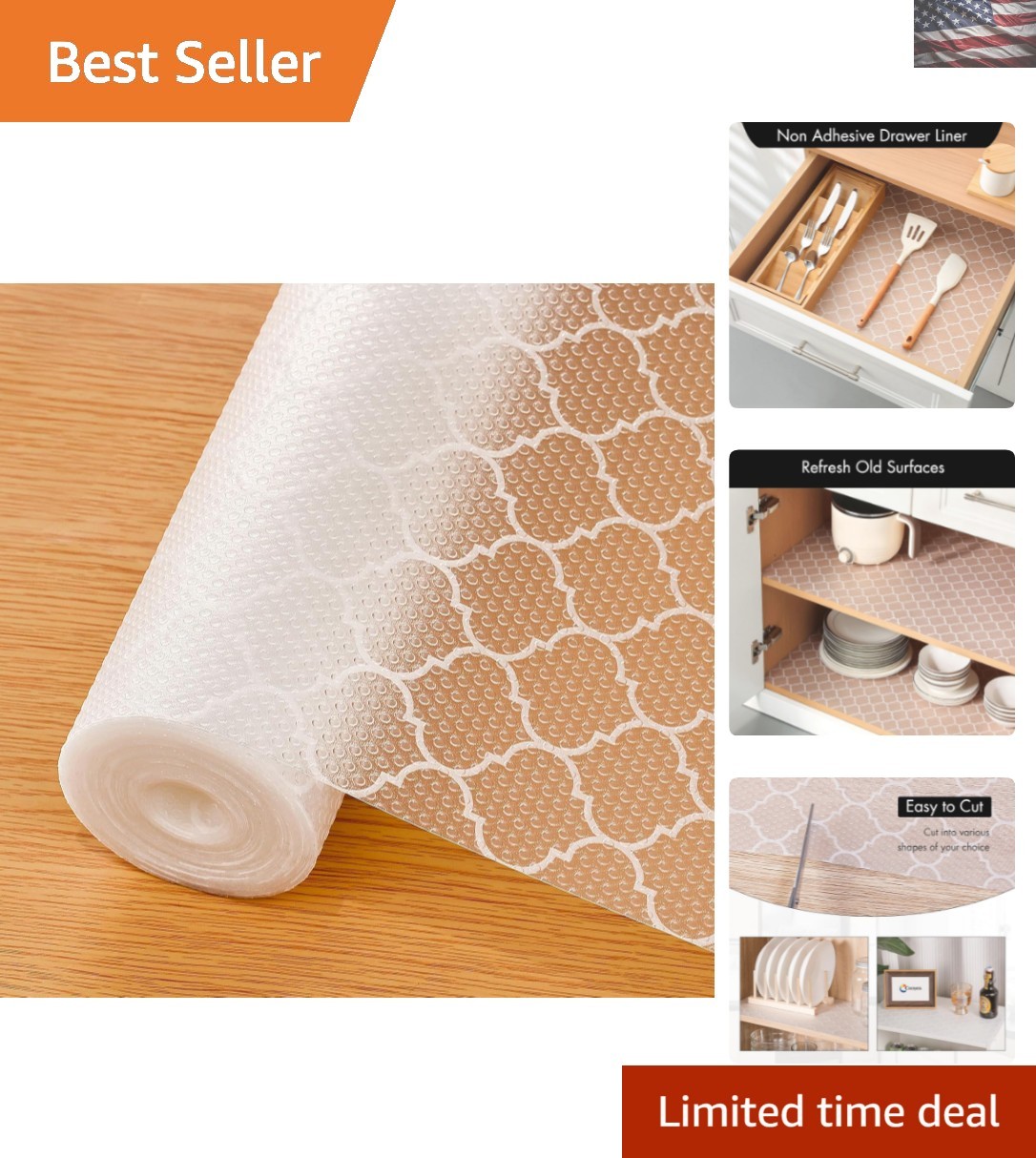 Elegant 17.7x78.7 Inch Waterproof Kitchen Cabinet Shelf Liner