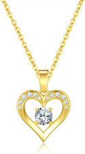 Silver Heart Necklace, Dainty 14K Gold/Silver Plated Pendant Necklaces for Women