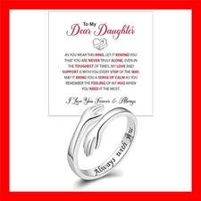 To My Daughter Hug Ring For Hope Rings, Inspirational Stainless Steel Engarved W