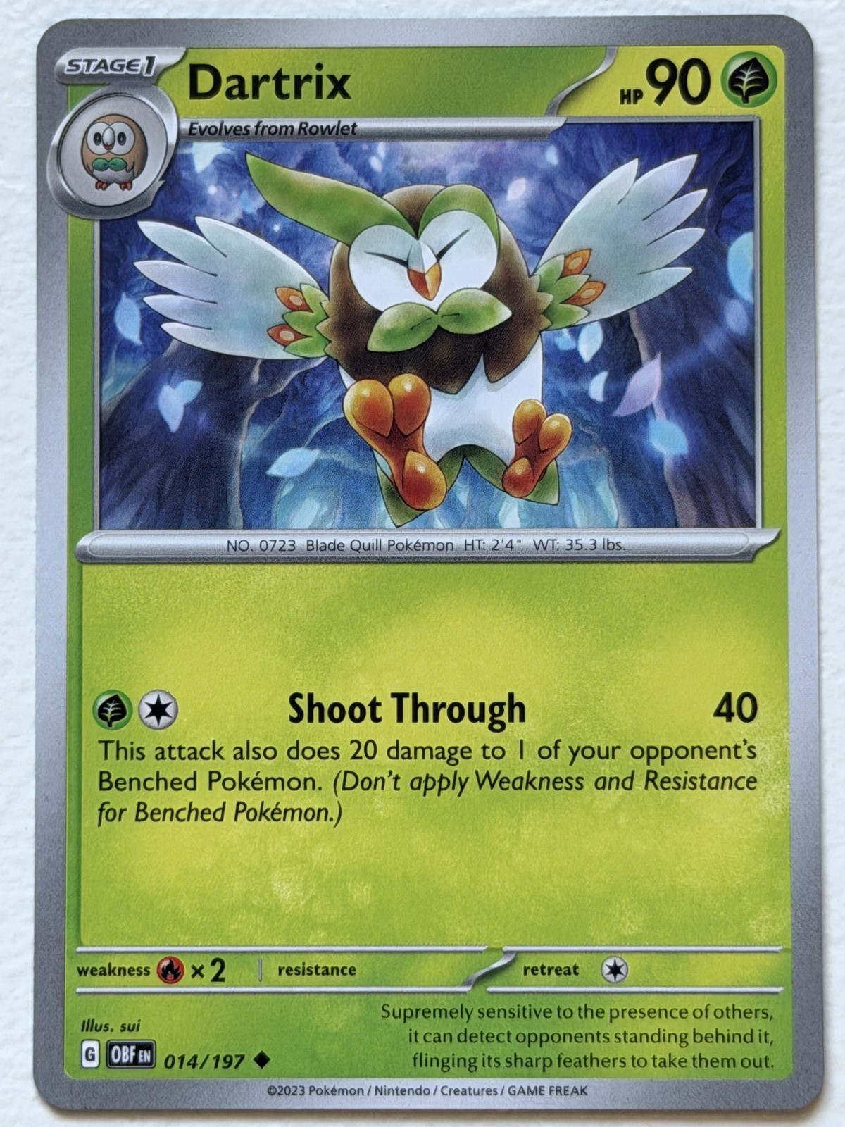 Dartrix 14/197 Obsidian Flames Uncommon Near Mint Pokemon