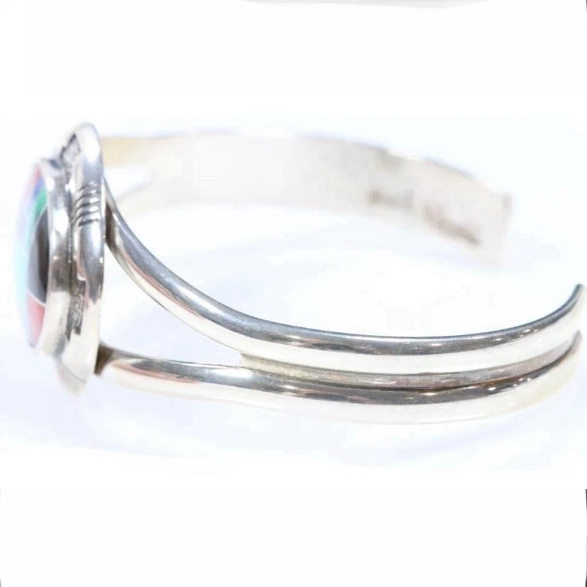 Carolyn Pollack Relios Sterling Silver Inlaid Native Multistone cuff bracelet - Image 3 of 4