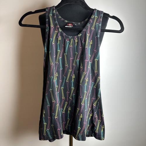 Vintage Emily The Strange Graphic Racer Tank Top Gr. M Black Bones Y2k 2000s Goth - Bild 9 von 11