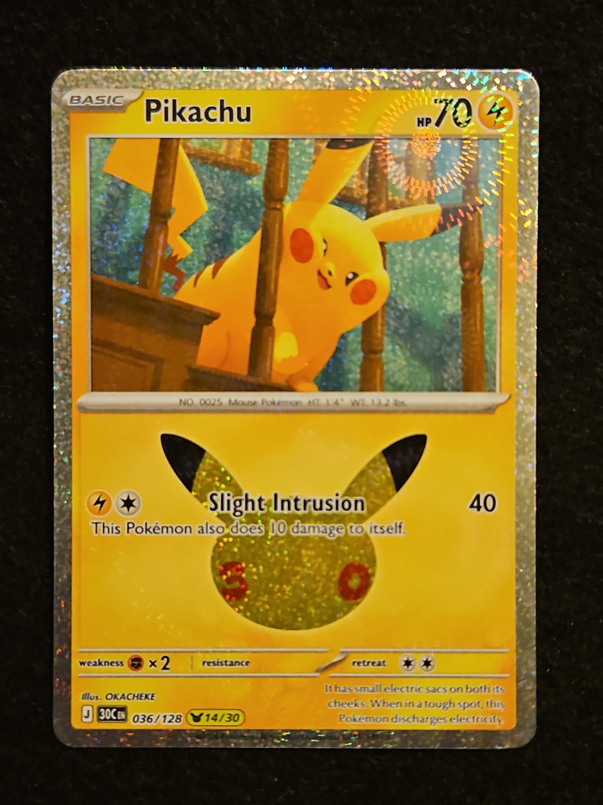 Pikachu - 036/128 - (14/30) - 30th Celebration - Holo - Near Mint 