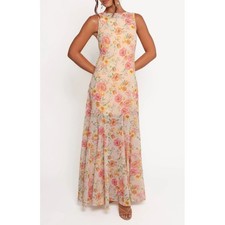 PETAL & PUP Keani Floral Sleeveless Maxi Dress Peony Pink Size Small Lightweight