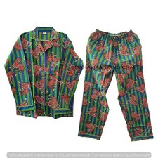 Indian Cotton Dragon Tiger Print Green hippie Sleepwear Women gypsy Pajama set