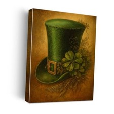 St Patricks Day Leprechaun Hat Wall Art, Green Shamrock Clover Design, Gallery