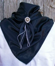 Wild Rag Scarf Western Cowboy Buckaroo Scarves Bandana Silky Black w/ color edge