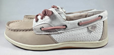 Sperry Songfish Top Sider Boat Shoes Kids 3M Beige Leather Memory Foam Comfort