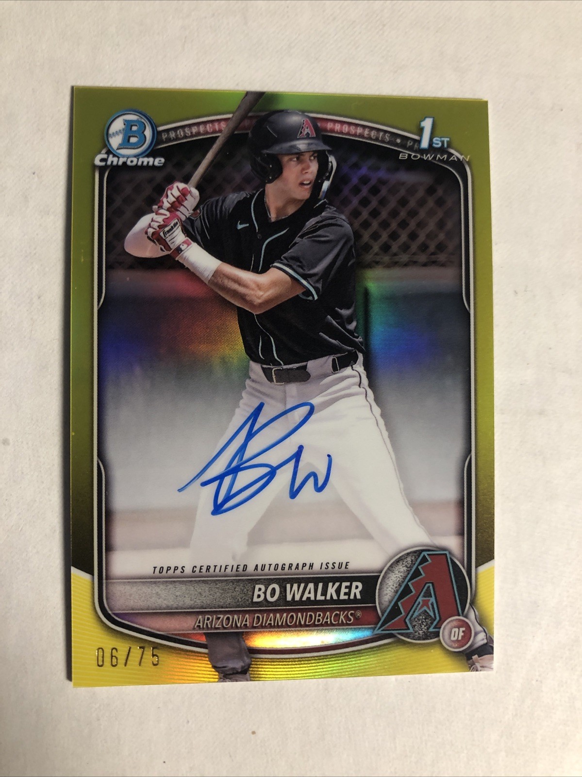 2025 Bowman Chrome 1st Bo Walker Yellow Refractor Auto 6/75 *Diamondbacks*