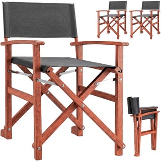 B Stock Director's chair anthracite set of 2 eucalyptus wood Folding garden
