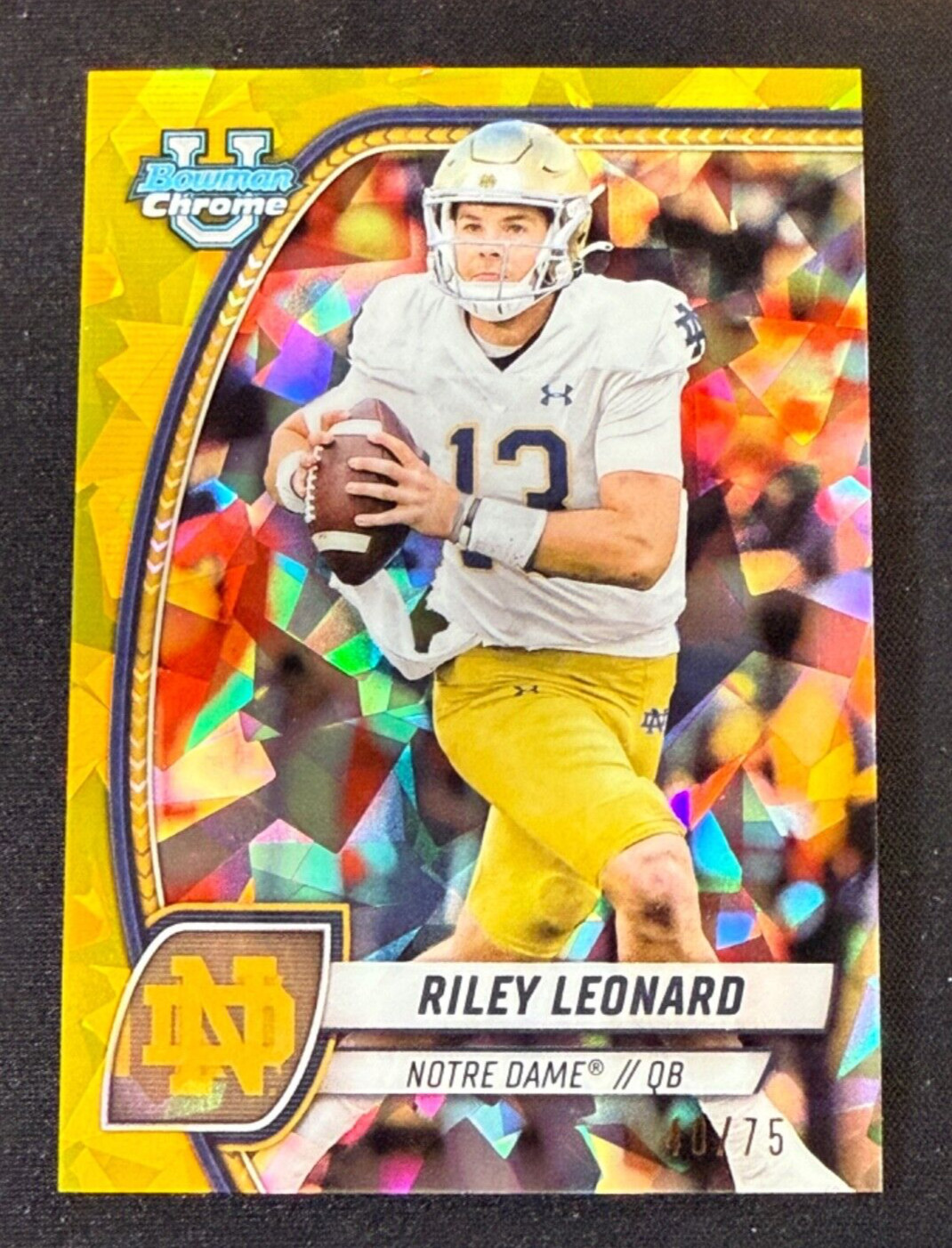 2024 Bowman U Chrome Sapphire Riley Leonard Yellow /75 Notre Dame