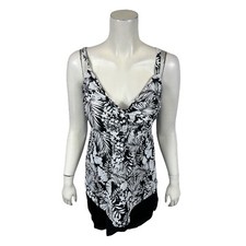 Kim Gravel x Swimsuit For All Tie Front Top and Short Set Onyx Tropical 10 Size