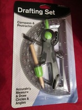 Protractor Compass Set School Math Geometry Drawing Art Green