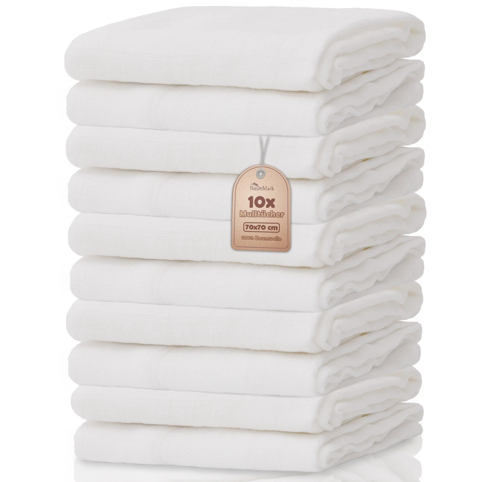10 Piece Muslin Cloths, Muslin Diapers, Burp Cloths, 100% cotton 70x70 cm