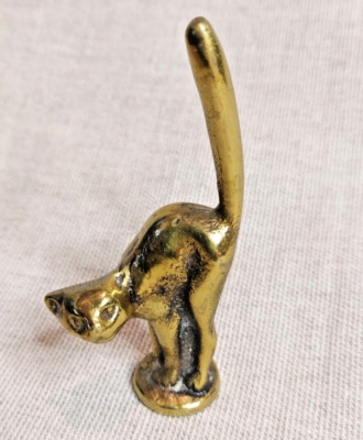 Vintage Ringhalter Messing wütend Katze **