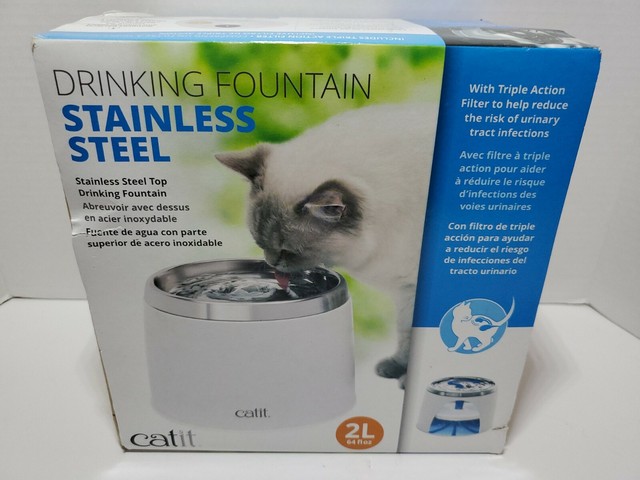 catit stainless steel drinking fountain