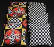 NASCAR RACING Cornhole Bags Coke Cola Checkered Flag Baggo Toss 8 ACA Beanbags