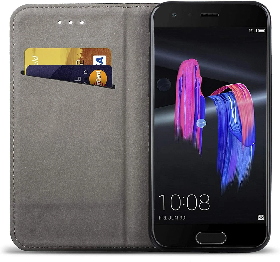 CUSTODIA LIBRO PER HUAWEI P9 LITE - COVER SMART MAGNET CASE NERO - Immagine 2 di 3