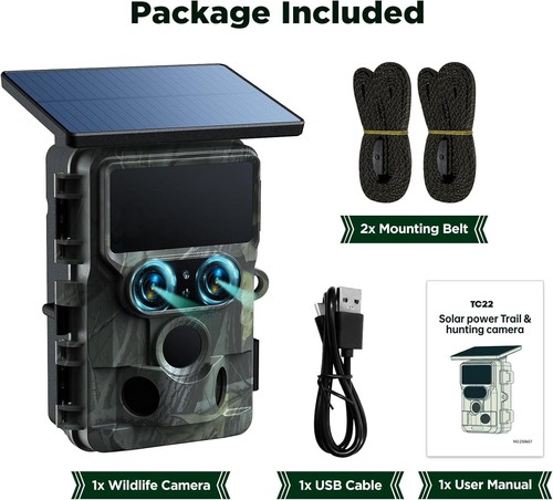 Wildkamera Solar 4K UHD 60MP Doppellinse WLAN Bluetooth Jagdkamera IR Nachtsicht - Bild 9 von 9