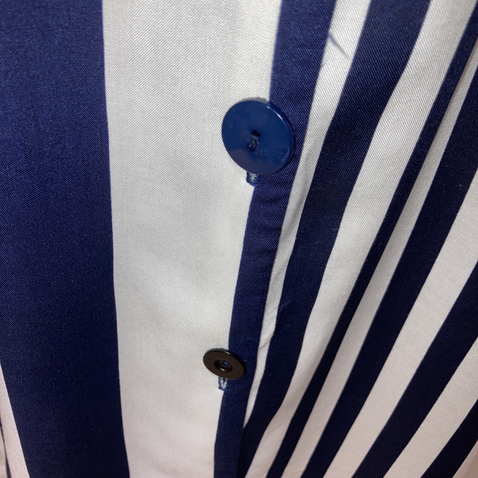 1980s Navy/Cream Striped Over-Shirt by Dorothy Perkins, Size 14 UK 3