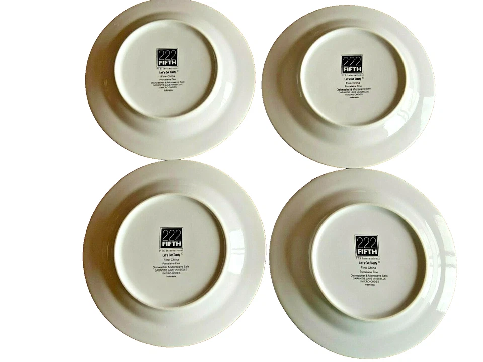 Juego de 4 platos de aperitivo navideño 222 Fifth Winter Cheer LET'S GET TOASTY 6,5" Foto 4 de 4