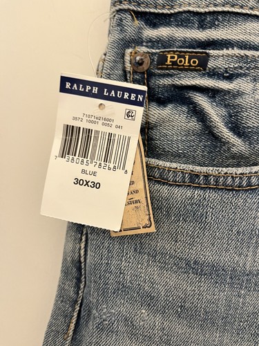 Polo Ralph Lauren Jeans Uomo 30x30 The Varick Slim Dritto Lavaggio Leggero Nuovo con etichette NUOVO - Foto 5 di 12