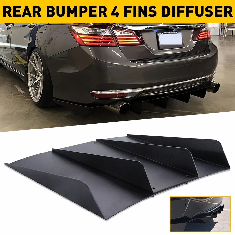 Rear Diffuser Bumper 4 Shark Fin Spoiler Splitter Lip For BMW Foto 4 de 4