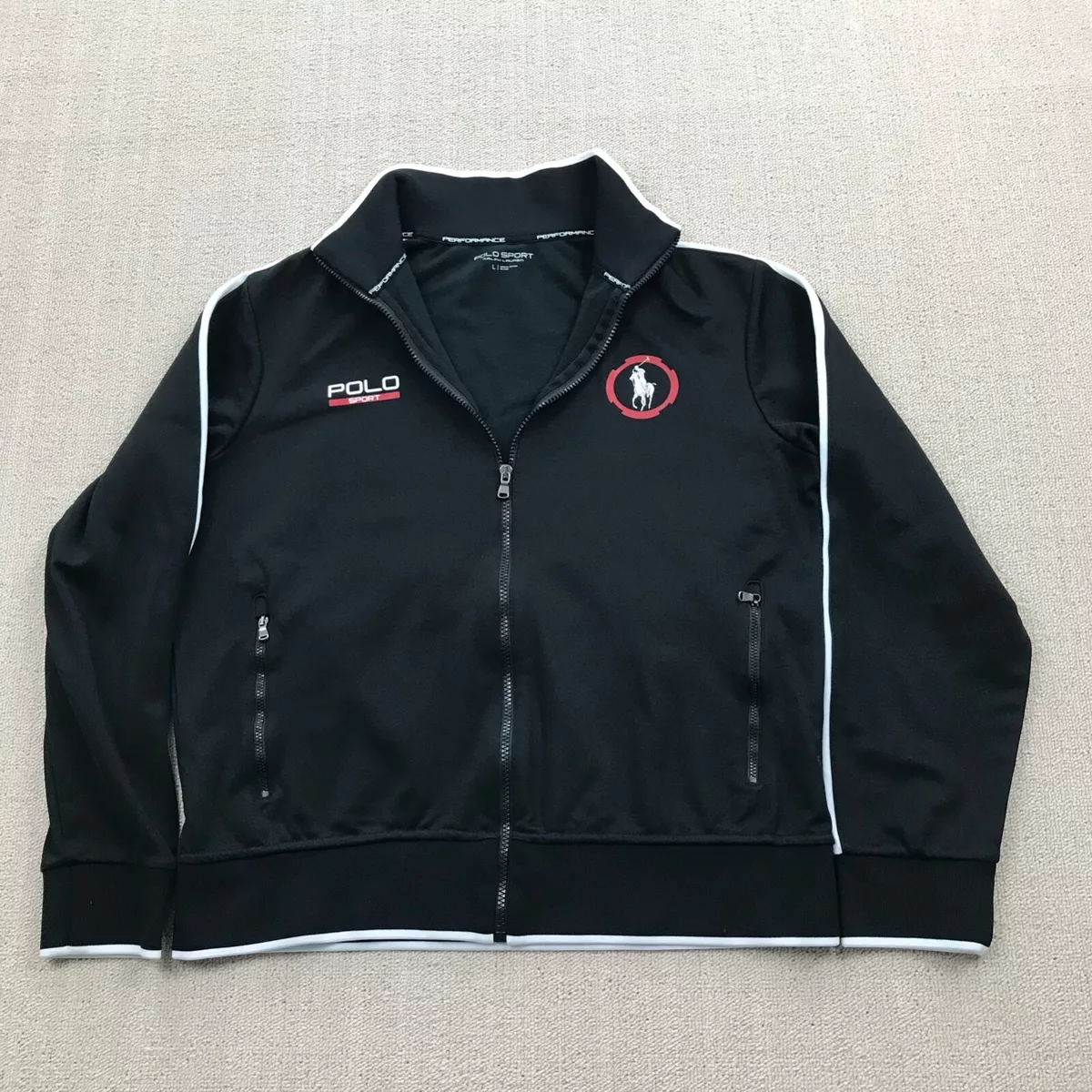Polo Sport Performance Track Jacket Mens Large Black Ralph Lauren