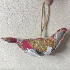 Pottery Barn Pollie Patchwork Fabric Bird Christmas tree Ornament NWT