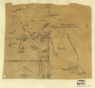 20'' x 24'' 1864 Map Of Union Troop Positions Northwest Of Marietta Georgia