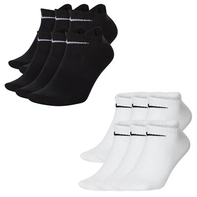 NIKE Lot De 6 Chaussettes De Sport No Show Légères Unisexe Blanc Noir - Photo 1/3