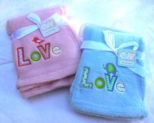 NEW SNUGLY BABY ULTRA SOFT FLEECE BLANKET 30 x 40 BLUE ELEPHANT or PINK BIRDIE