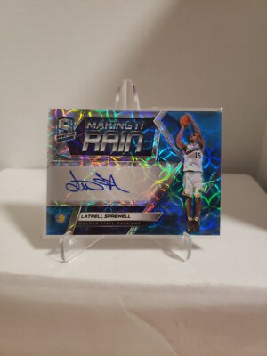 2018-19 Spectra LATRELL SPREWELL Auto 47/60 Neon Blue Making It Rain Warriors 