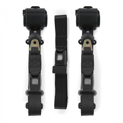 Ford 1949 - 1951 Standard 3pt Black Retractable Bench Seat Belt Kit - 3 Belts v8