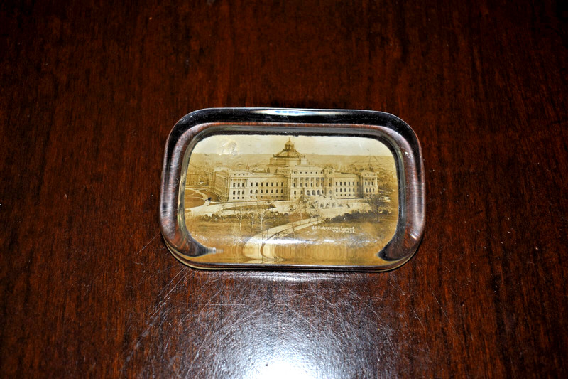 Vintage US Congressional Library Washington DC Solid Glass Paper Weight
