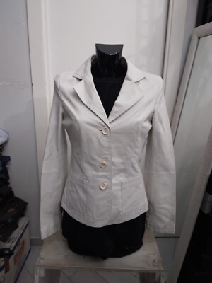TERRANOVA Echtlederjacke gebraucht Damen woman Gr. M WEISS XYM922L