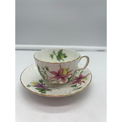Vintage Adderley Teacup & Saucer Set Columbine Flower