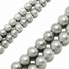 MAGNETIC HEMATITE STONE BEADS PEARLIZED SILVER 4MM HIGH POWER BEAD STRANDS HPS1