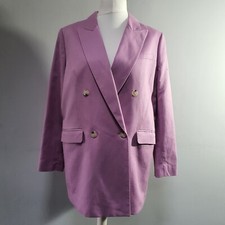 M&s Linen Cotton Classic Jacket Smart Blazer Flax Size Uk 18 Nwt Pink Lilac