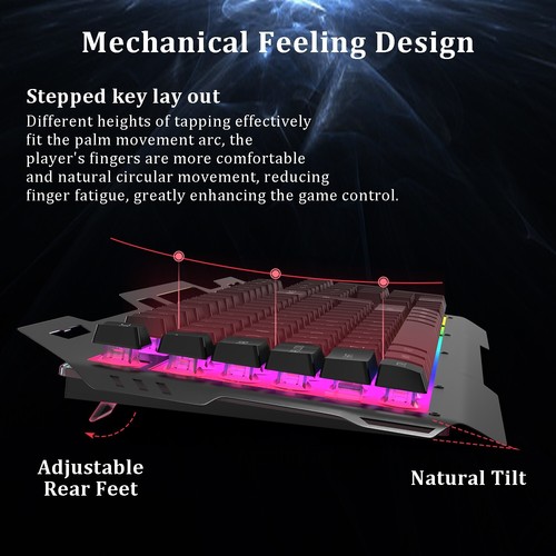 Gaming Keyboard and Mouse Wired Colorful Glowing Mechanical Feel Backlit For PC - Picture 7 of 15