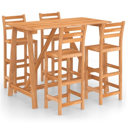 5 Piece Bar Set Solid Acacia Wood P0D7 - Picture 2 of 12