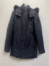 Mens Moose Knuckles Original Stirling Hooded Parka Coat Jacket Black S Black Fur