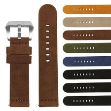 StrapsCo Suede Heavy Duty Thick Leather Watch Band - Quick Release Strap