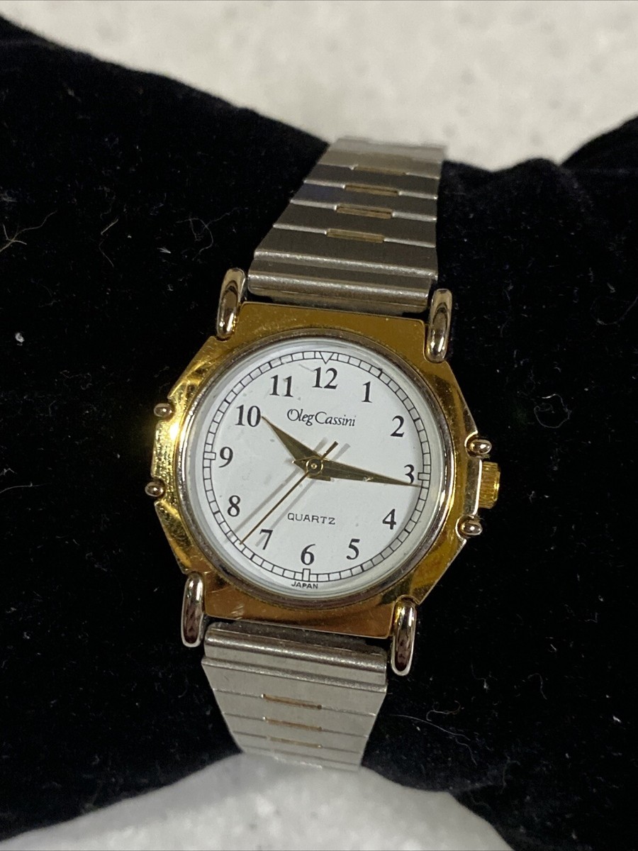 Vintage Oleg Cassini Watch Women 25mm Silver Gold Two Tone  display picture 2
